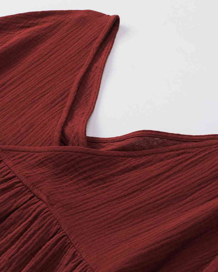 Dropped Shoulder V-Neck Blouse