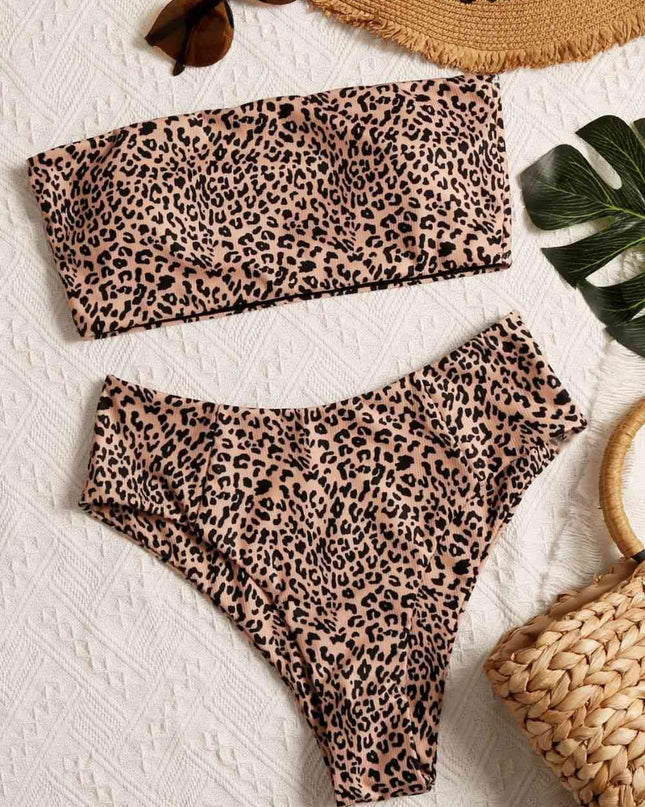 Leopard Swim Tube Top and Swim Bottoms Set