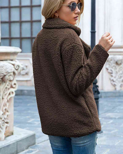 Full Size Lapel Collar Sherpa Coat
