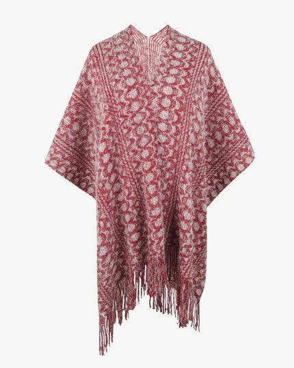 Open Front Fringe Hem Poncho