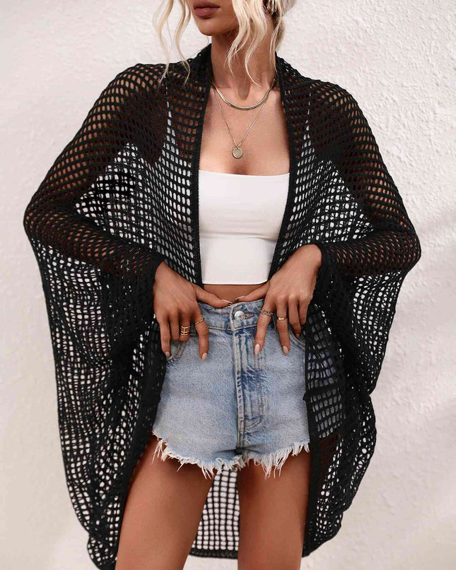 Openwork Open Front Longline Cover Up