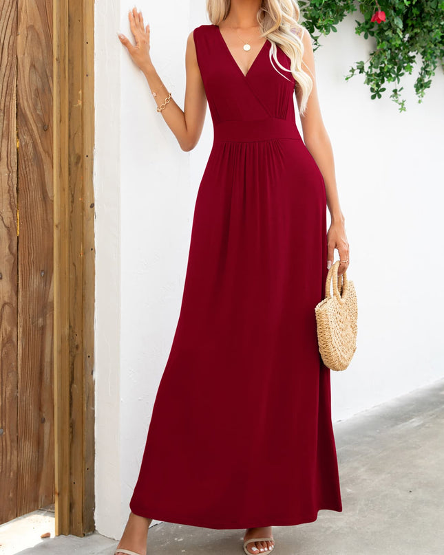 Surplice Neck Sleeveless Maxi Dress