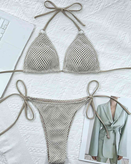 Halter Neck Tie Back Bikini Set