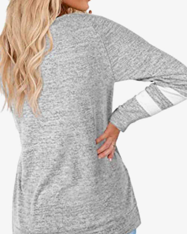 Striped Contrast Raglan Sleeve Top