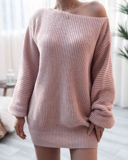 Rib-Knit Mini Sweater Dress