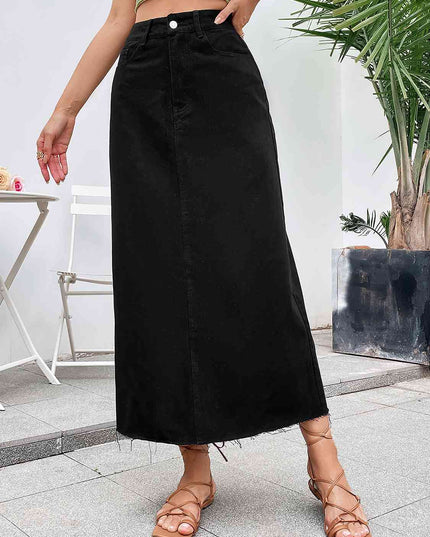 Raw Hem Denim Skirt