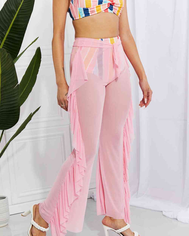 Marina West Swim Take Me To The Beach Mesh Ruffle Cover-Up Pants