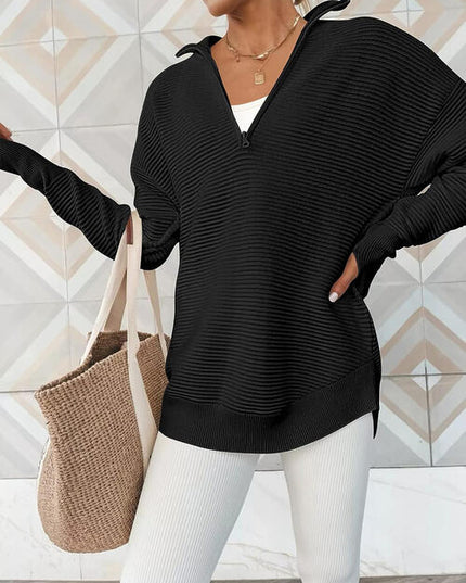 Half Zip Long Sleeve Knit Top