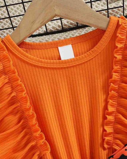 Round Neck Ruffle Trim Halloween Theme Dress