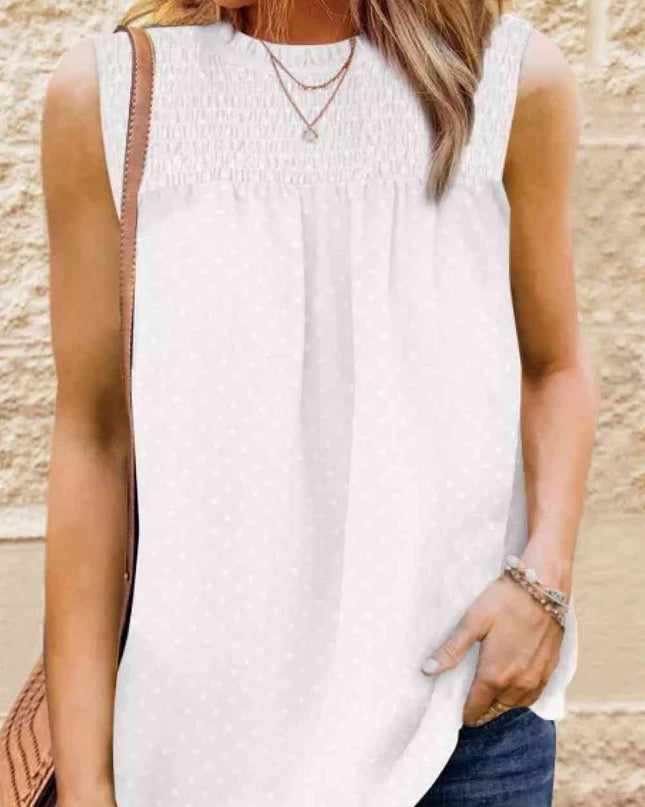 Smocked Tie Back Frill Trim Tank