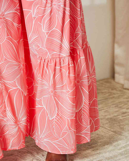 Double Take Floral Tiered Wide Leg Pants