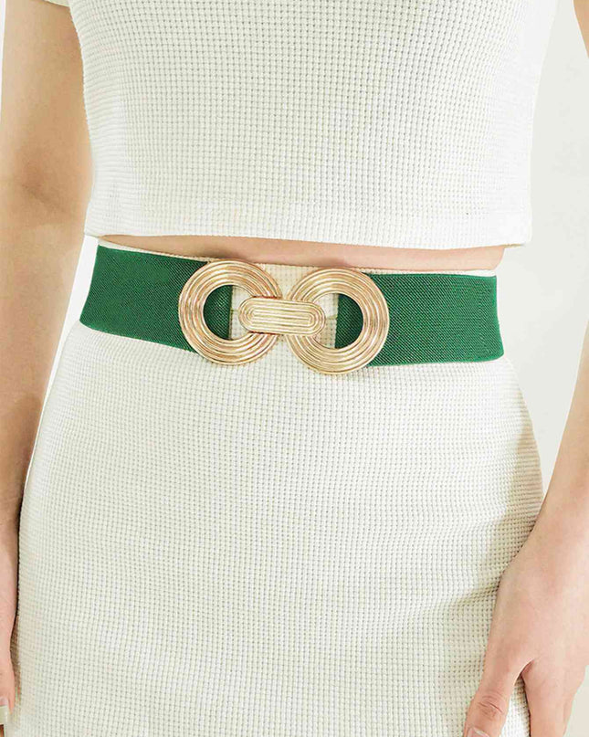 Geometric Buckle Elastic Wide Belt