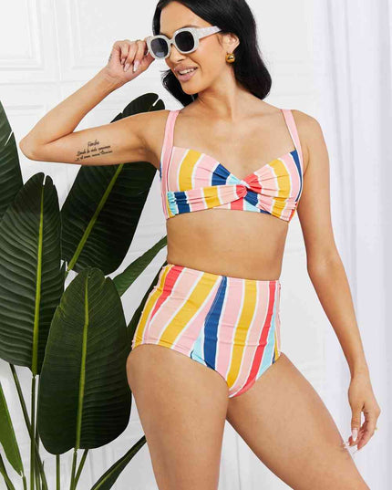 Marina West Swim Take A Dip Twist High-Rise Bikini in Stripe