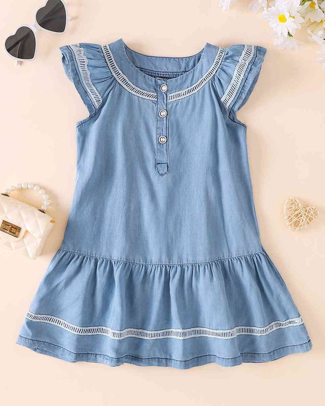 Contrast Round Neck Ruffle Hem Dress