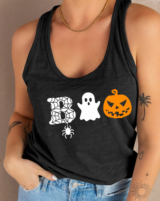 Round Neck BOO Graphic Tank Top
