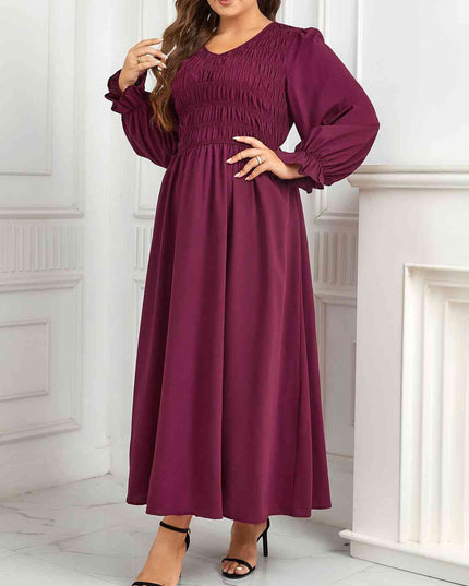 Plus Size Flounce Sleeve Smocked Maxi Dress