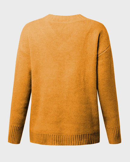 V-Neck Long Sleeve Knit Top