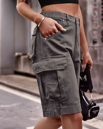 Denim Cargo Shorts with Pockets