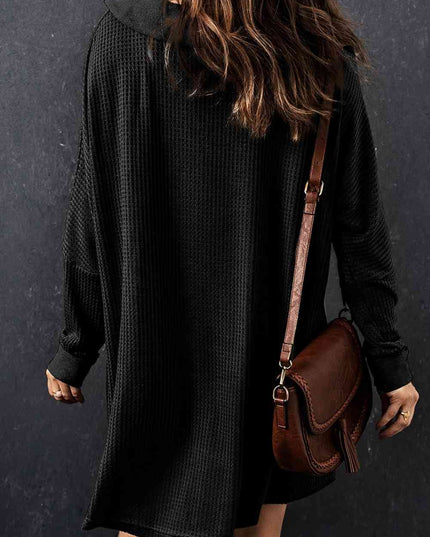 Waffle Knit Buttoned Long Sleeve Top with Breast Pocket