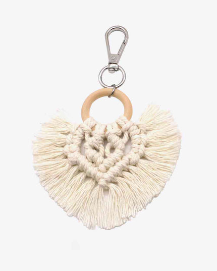 Assorted 4-Pack Heart-Shaped Macrame Fringe Keychain