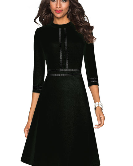 Round Neck Three-Quater Sleeve Dress