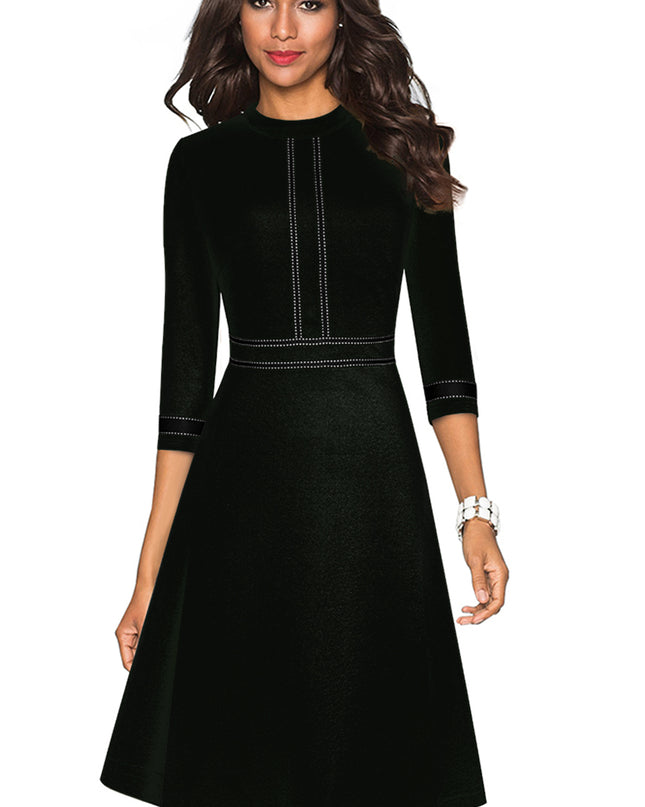 Round Neck Three-Quater Sleeve Dress