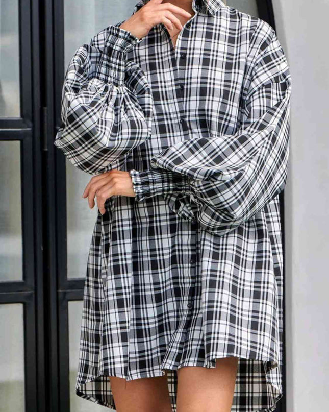 Plaid Lantern Sleeve Shirt