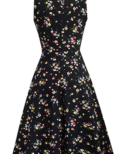 Printed Smocked Waist Sleeveless Dress