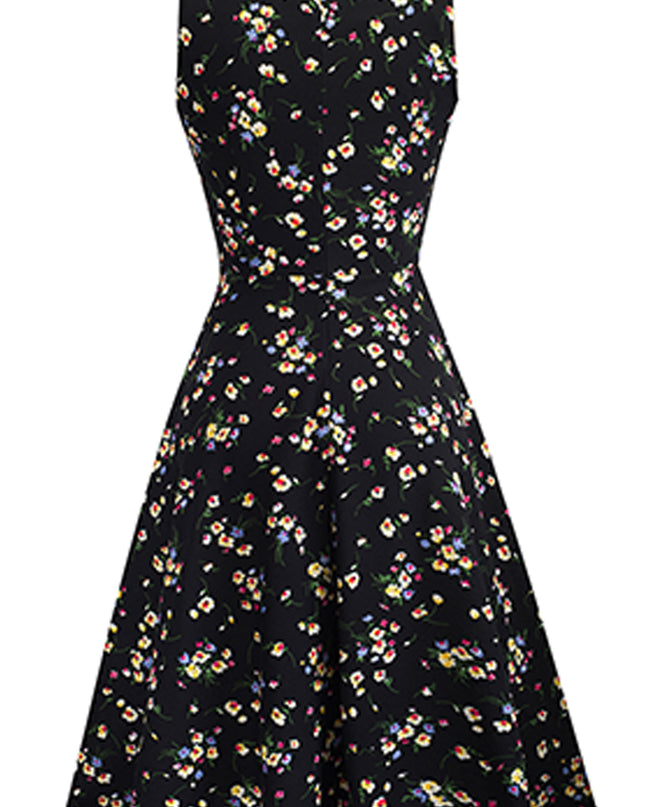 Printed Smocked Waist Sleeveless Dress
