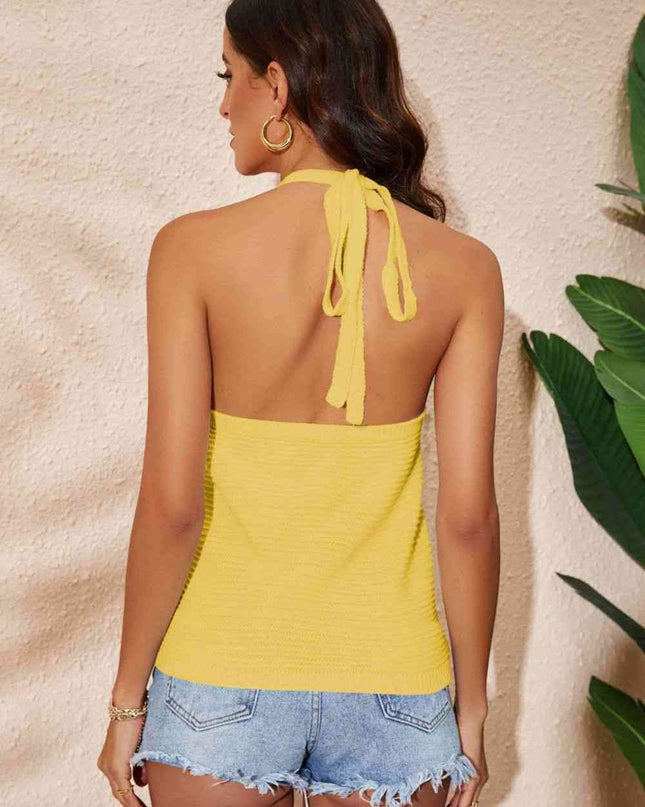 Rainbow Stripe Halter Neck Knit Tank