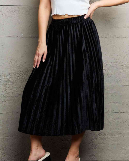 Ninexis Accordion Pleated Flowy Midi Skirt
