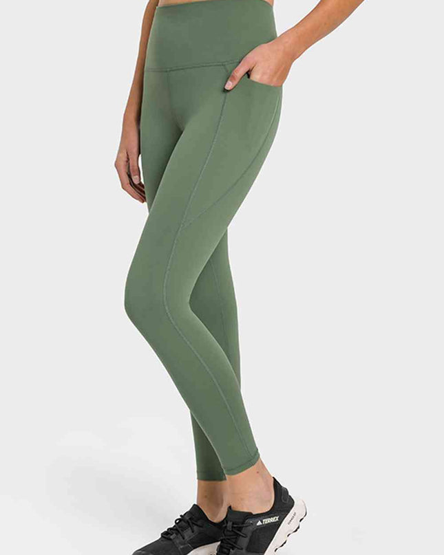 High Waist Ankle-Length Yoga Leggings with Pockets