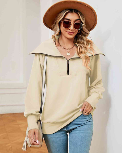 Half-Zip Collared Sweatshirt
