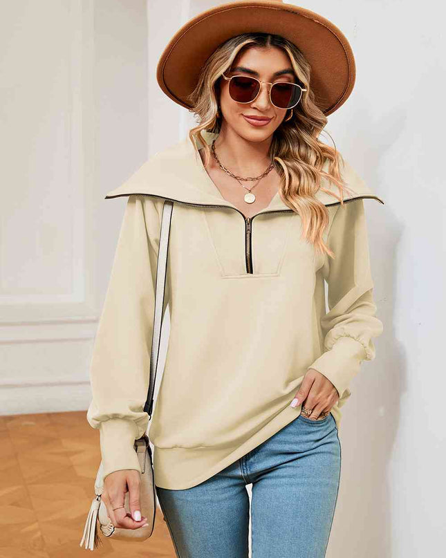 Half-Zip Collared Sweatshirt