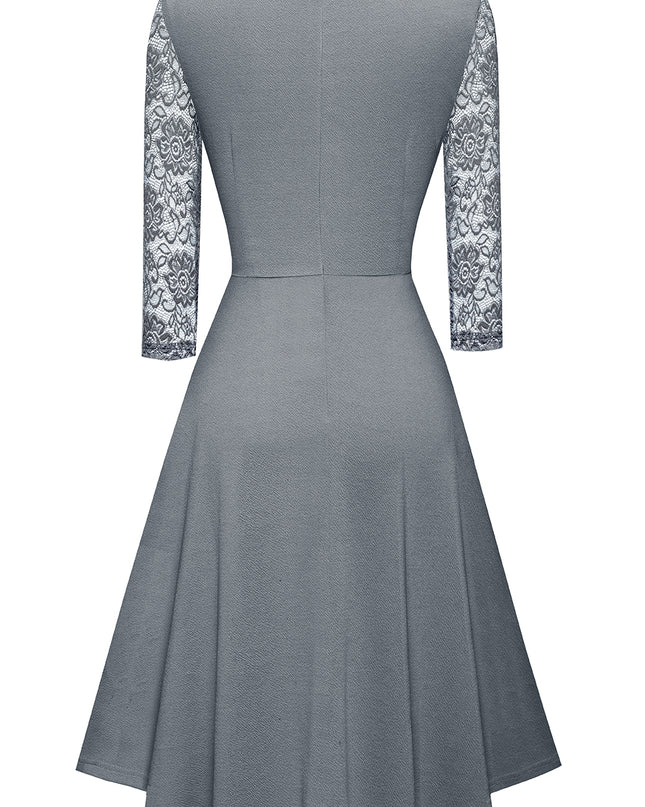 Round Neck Three-Quater Sleeve Cutout Dress