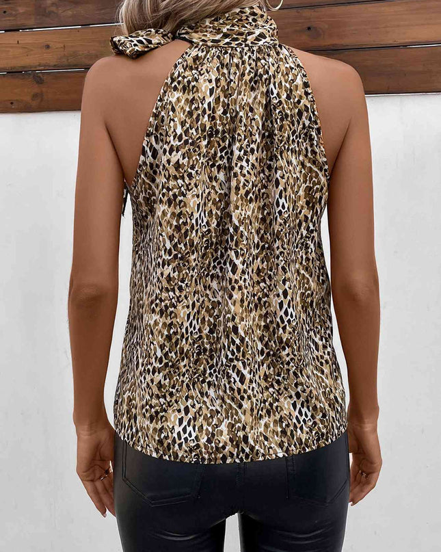 Printed Tied Sleeveless Blouse