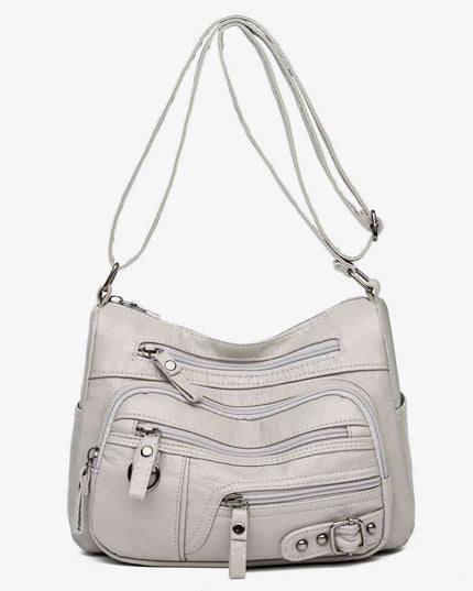Multi-Pocket PU Leather Crossbody Bag