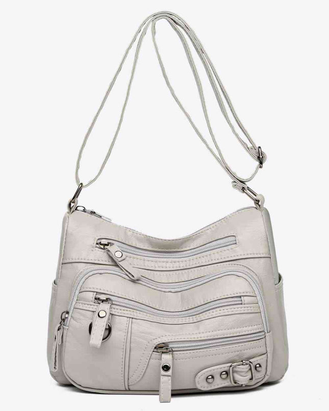 Multi-Pocket PU Leather Crossbody Bag