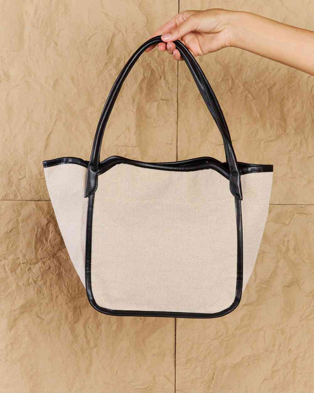 Fame Beach Chic Faux Leather Trim Tote Bag in Black