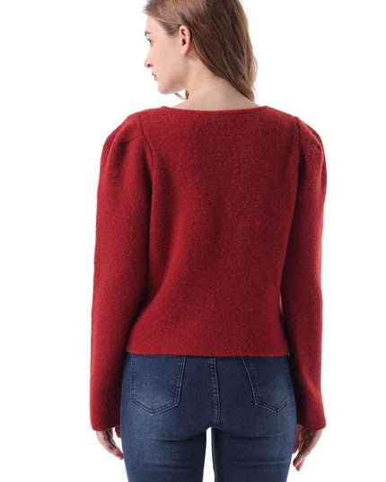 Round Neck Long Sleeve Frog Button Cardigan