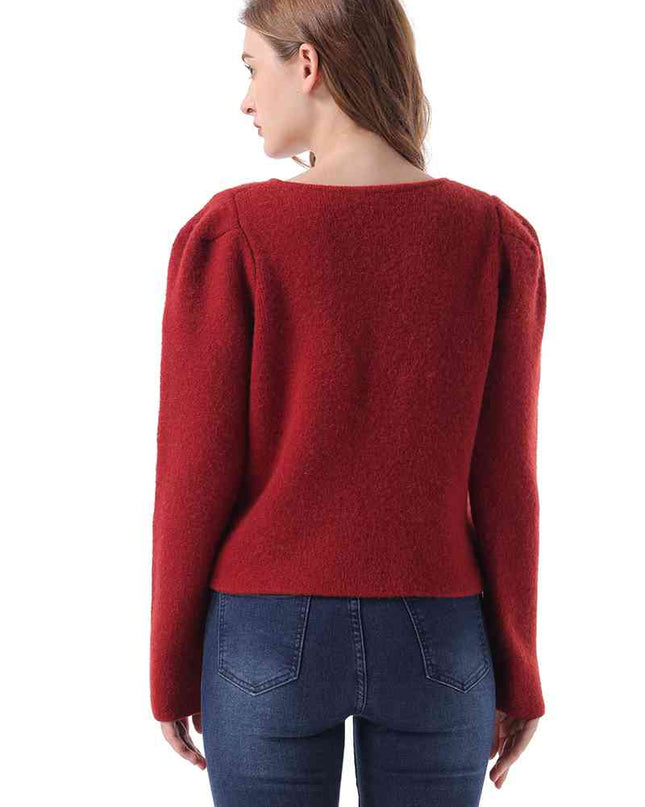 Round Neck Long Sleeve Frog Button Cardigan