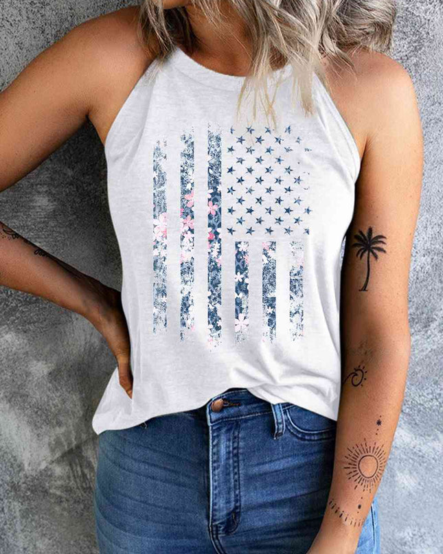 Floral Graphic Grecian Neck Tank