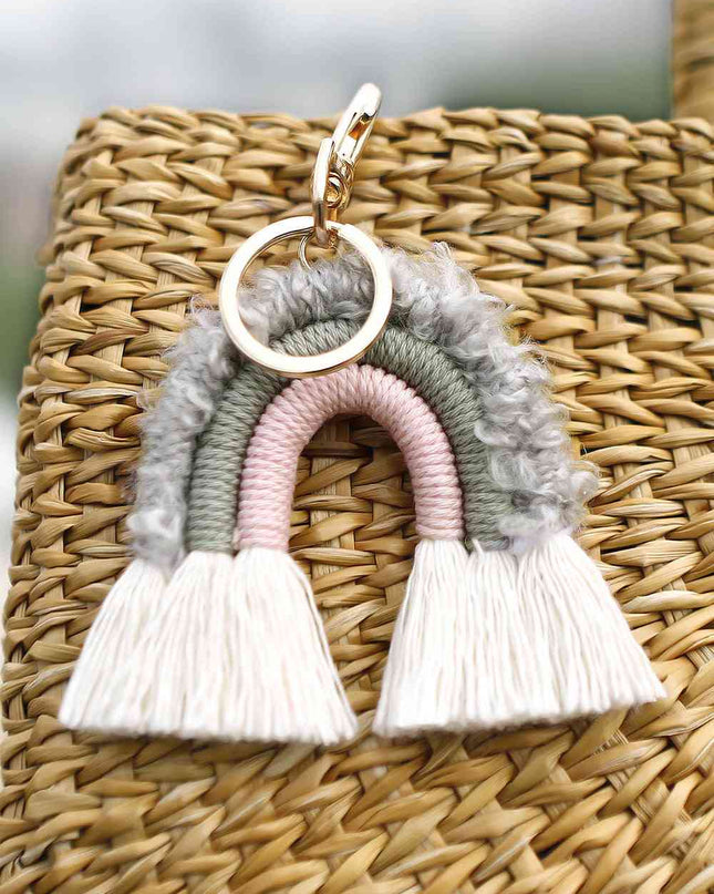 Fringe Trim Rainbow Key Chain