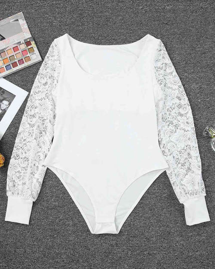 Lace Detail Scoop Neck Long Sleeve Bodysuit