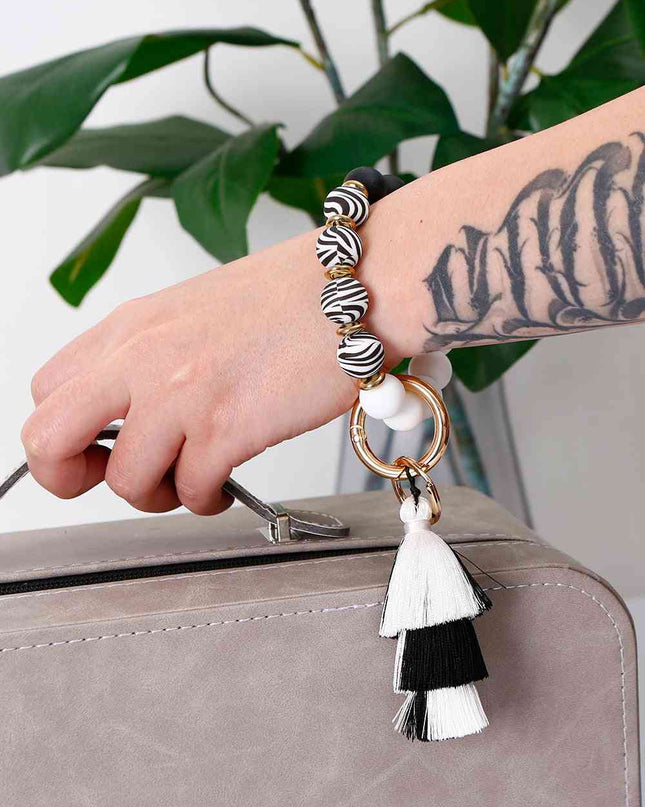 Beaded Keychain with Layered Tassel