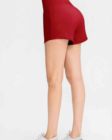 Wide Waistband Sports Shorts with Pockets