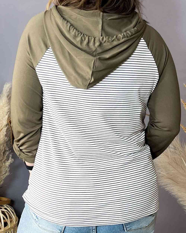 Plus Size Striped Long Sleeve Hoodie