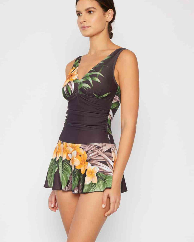 Marina West Swim Full Size Clear Waters Swim Dress in Aloha Brown
