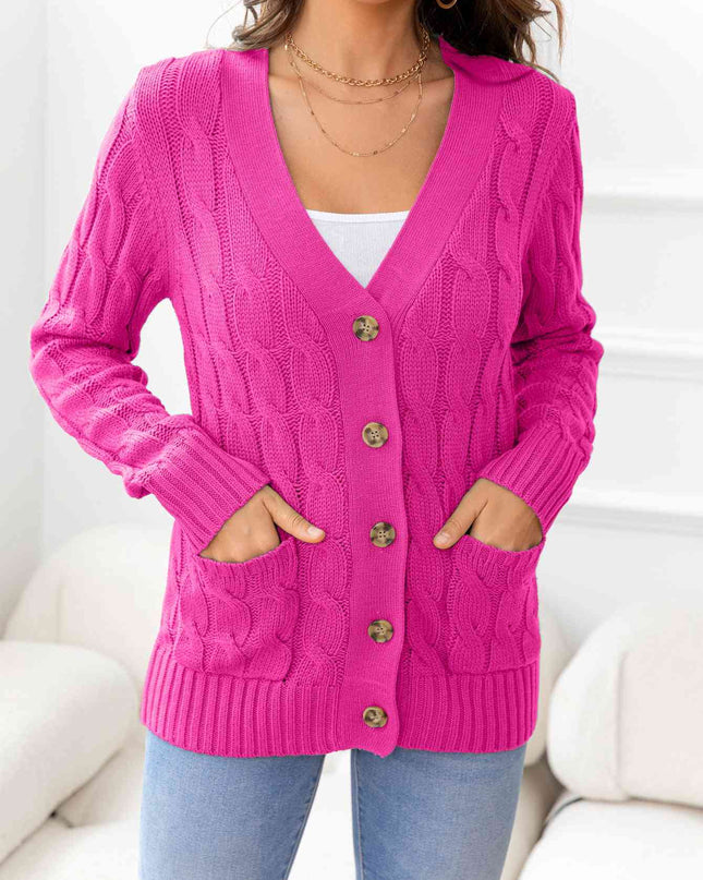 Button Down Cable-Knit Cardigan