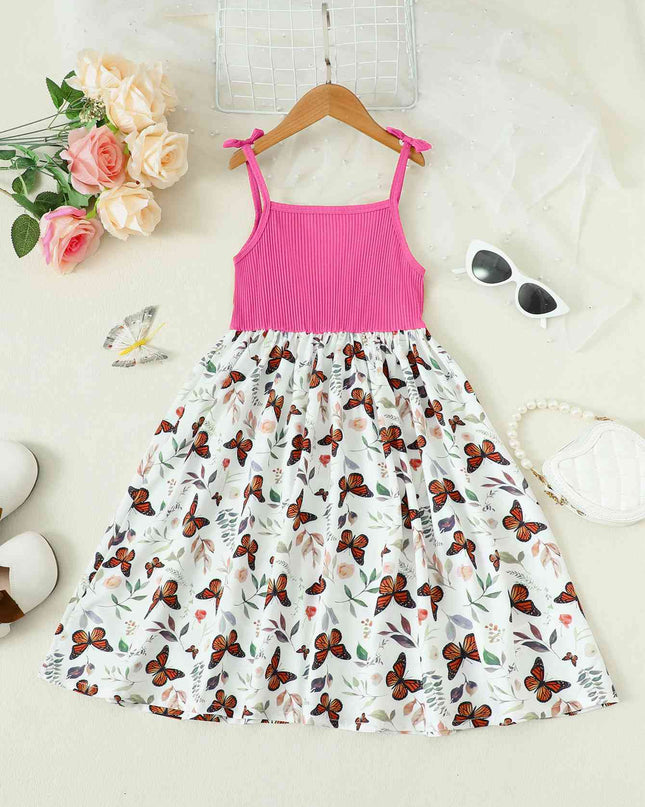 Butterfly Print Bow Detail Dress